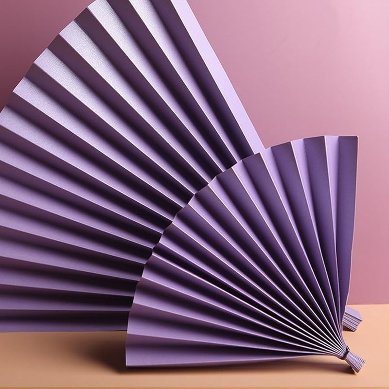 Ciciglow Portable Folding Hand Fan Photography Prop Bright Purple Makeup Background Ornament - Image 5